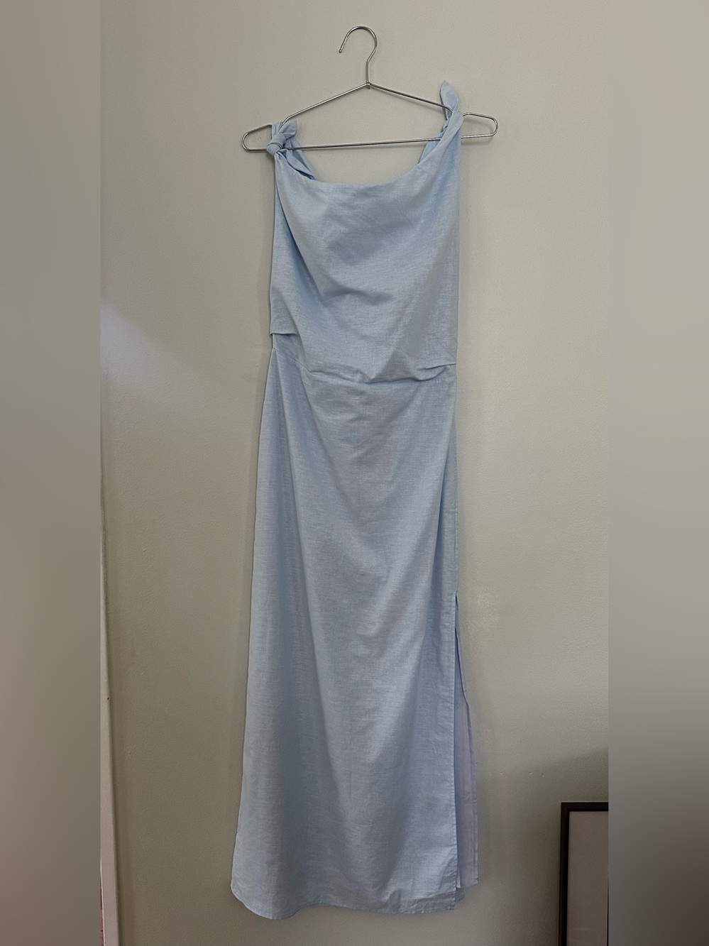 NWT Showpo Cincinnati Pale Blue Linen Midi Dress US 8
